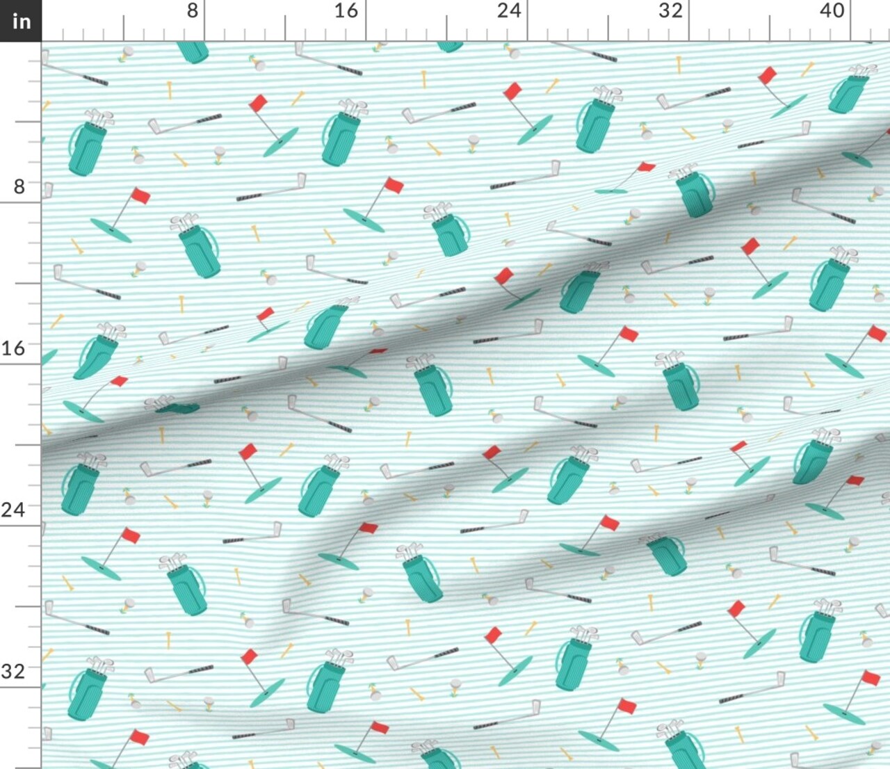 Tee Time Golf Themed Stripes Mint Boy Custom Printed Fabric by Spoonflower Various Fabrics by the Yard or Fat Quarter